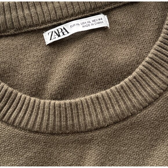 Zara Dark Brown Twisted Texture Sweater Viscose Blend Ribbed Cuff & Cuffs Size X - Picture 5 of 5